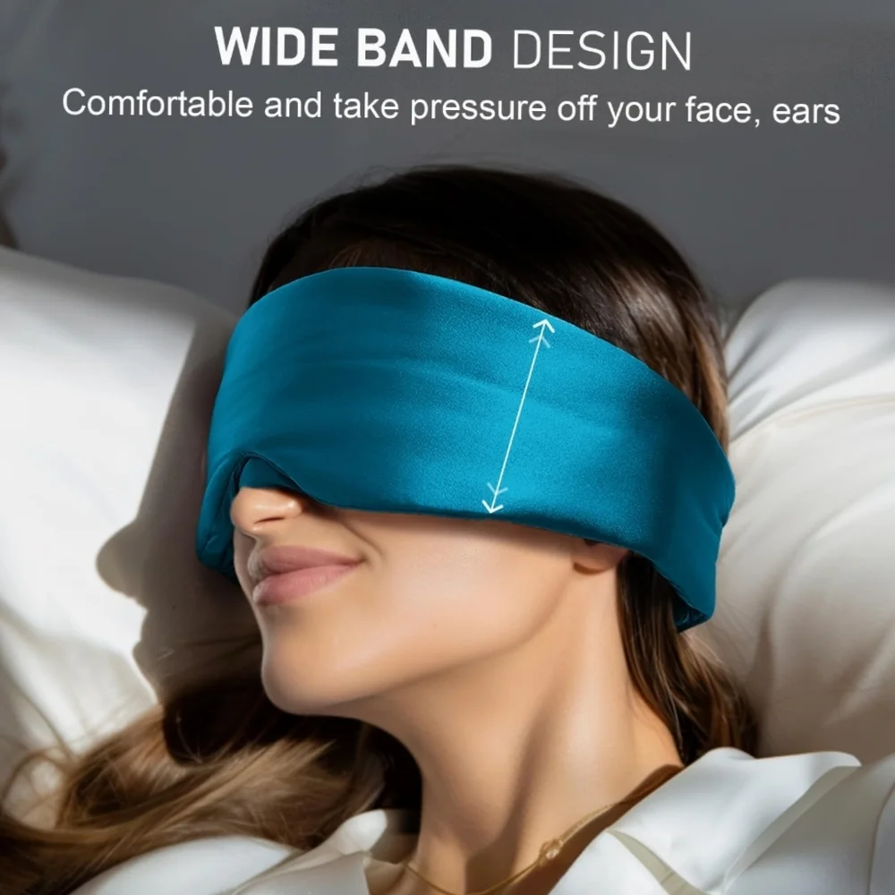 Pure Silk NWT Mulberry Silk Padded Sleep Mask Adjustable Strap In Peacock Blue